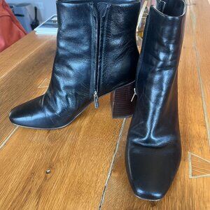Calvin Klein Black Leather Ankle Boots – Size 8.5W